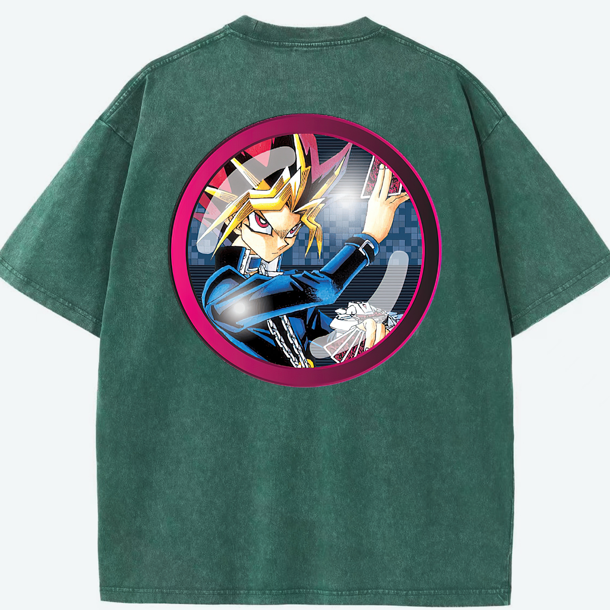（画像用） 遊☆戯☆王 Yu-Gi-Oh! 綿100% ヴィンテージ風 半袖Tシャツ（背面プリント）